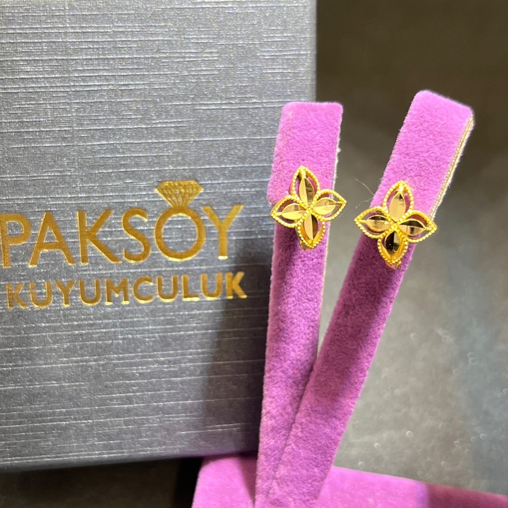 22 Ayar Altın Küpe Papatya J Model 2.65gr Kadın Paksoy - K01021