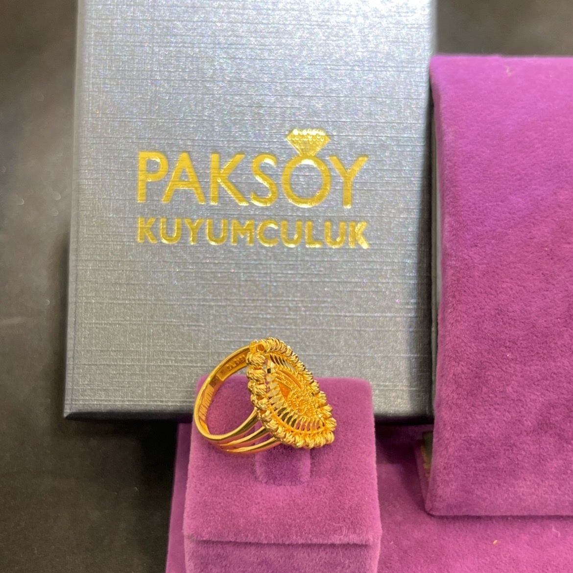 22 Ayar Altın Yüzük Dorikalı Modern Tasarım 6.40gr 19 Numara Kadın Hediye Paksoy - Y01059 - Fotoğraf 3