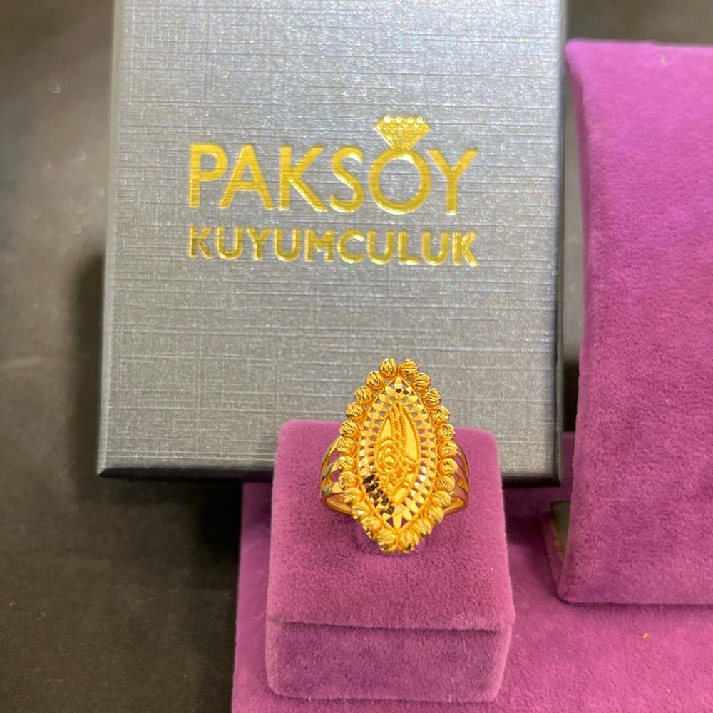 22 Ayar Altın Yüzük Dorikalı Modern Tasarım 6.40gr 19 Numara Kadın Hediye Paksoy - Y01059 - Fotoğraf 2