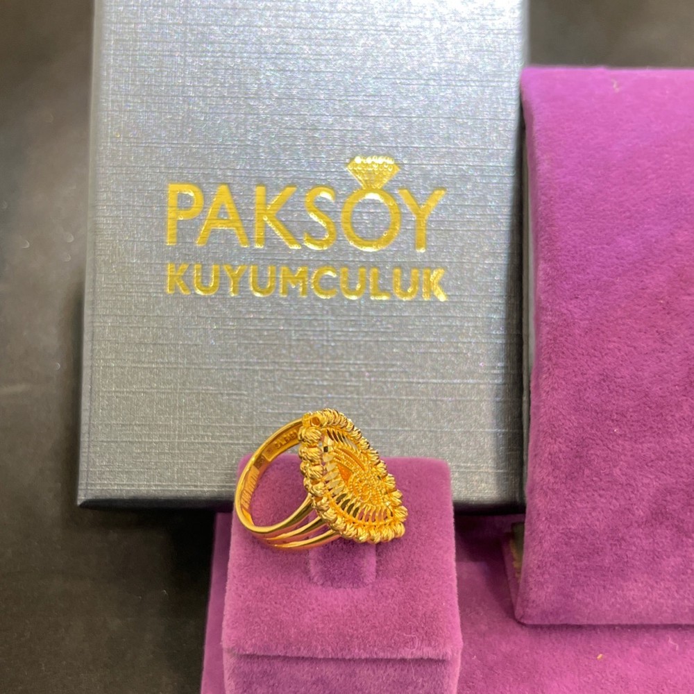 22 Ayar Altın Yüzük Dorikalı Modern Tasarım 6.40gr 19 Numara Kadın Hediye Paksoy - Y01059 - Fotoğraf 3