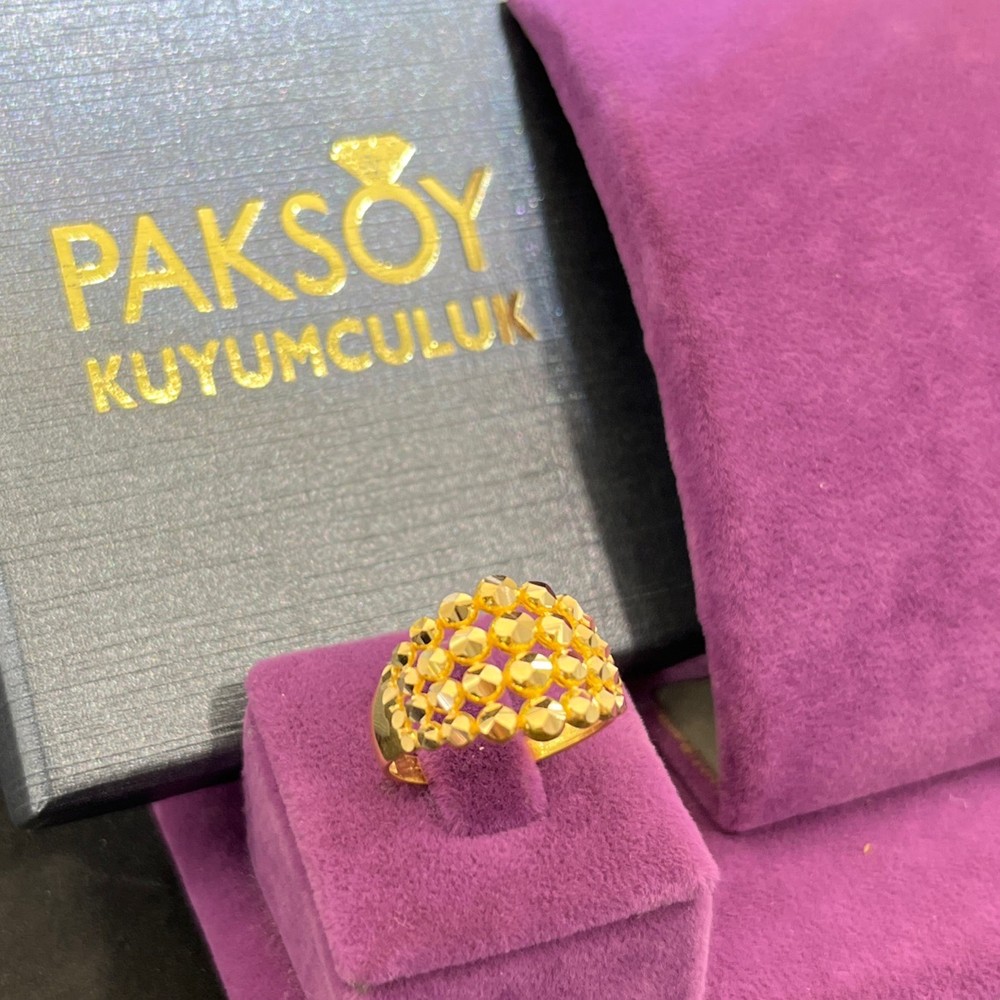 22 Ayar Altın Yüzük Dorikalı Lazer İşlemli Özel Tasarım 4.29gr 21 Numara Kadın Hediye - Y01065