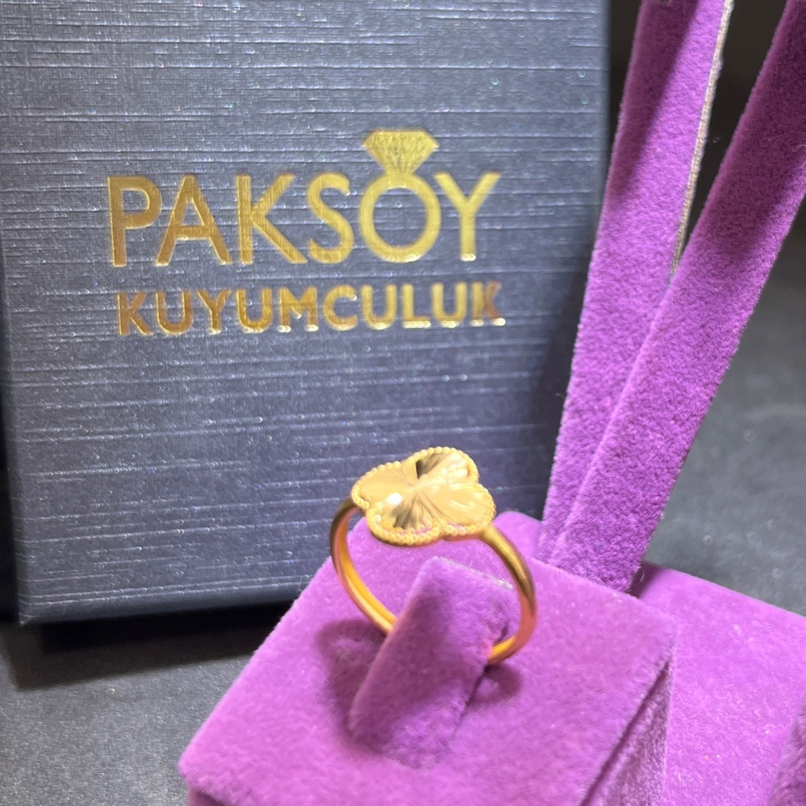 22 Ayar Altın Yüzük Yonca İnce Modern Tasarım 1.83gr 16 Numara Kadın Paksoy - Y01073 - Fotoğraf 1