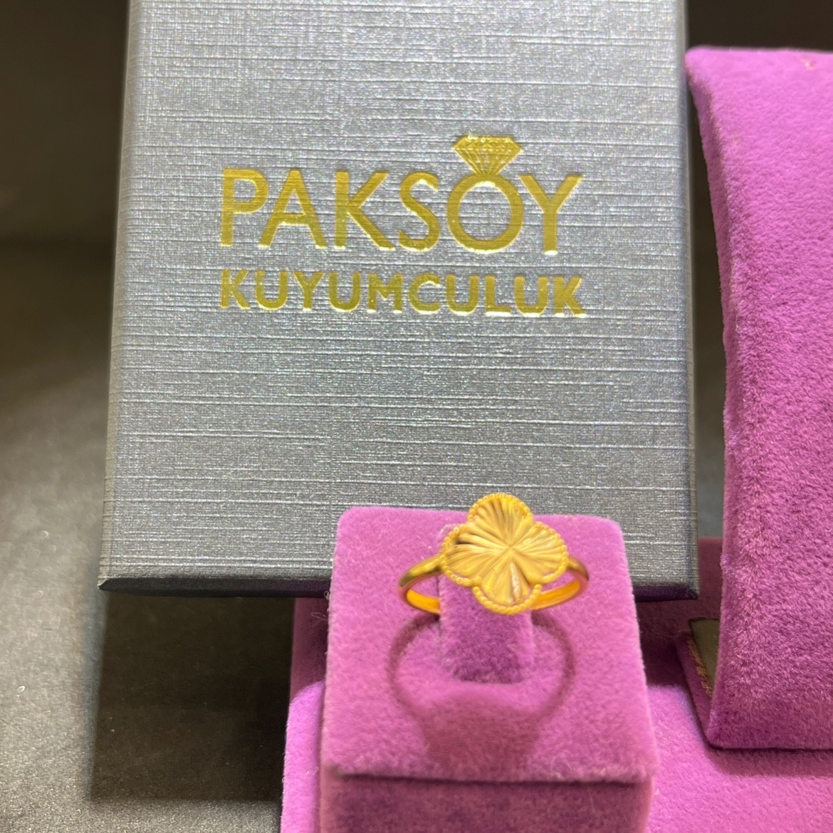22 Ayar Altın Yüzük Yonca İnce Modern Tasarım 1.83gr 16 Numara Kadın Paksoy - Y01073 - Fotoğraf 2