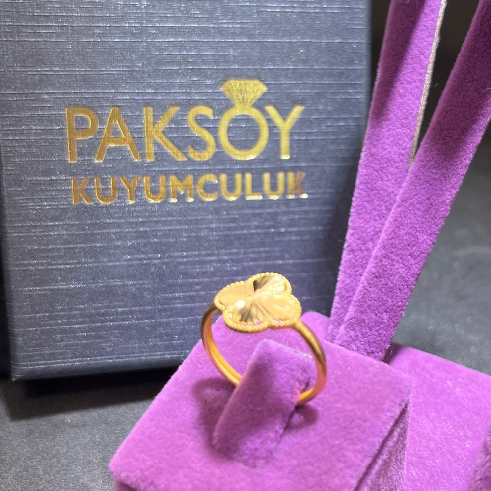 22 Ayar Altın Yüzük Yonca İnce Modern Tasarım 1.83gr 16 Numara Kadın Paksoy - Y01073 - Fotoğraf 1