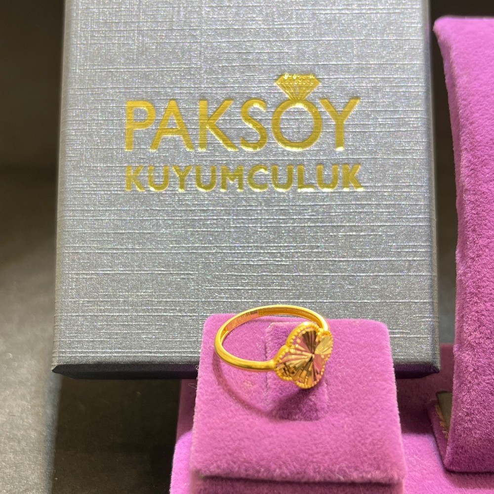 22 Ayar Altın Yüzük Yonca İnce Modern Tasarım 1.83gr 16 Numara Kadın Paksoy - Y01073 - Fotoğraf 3