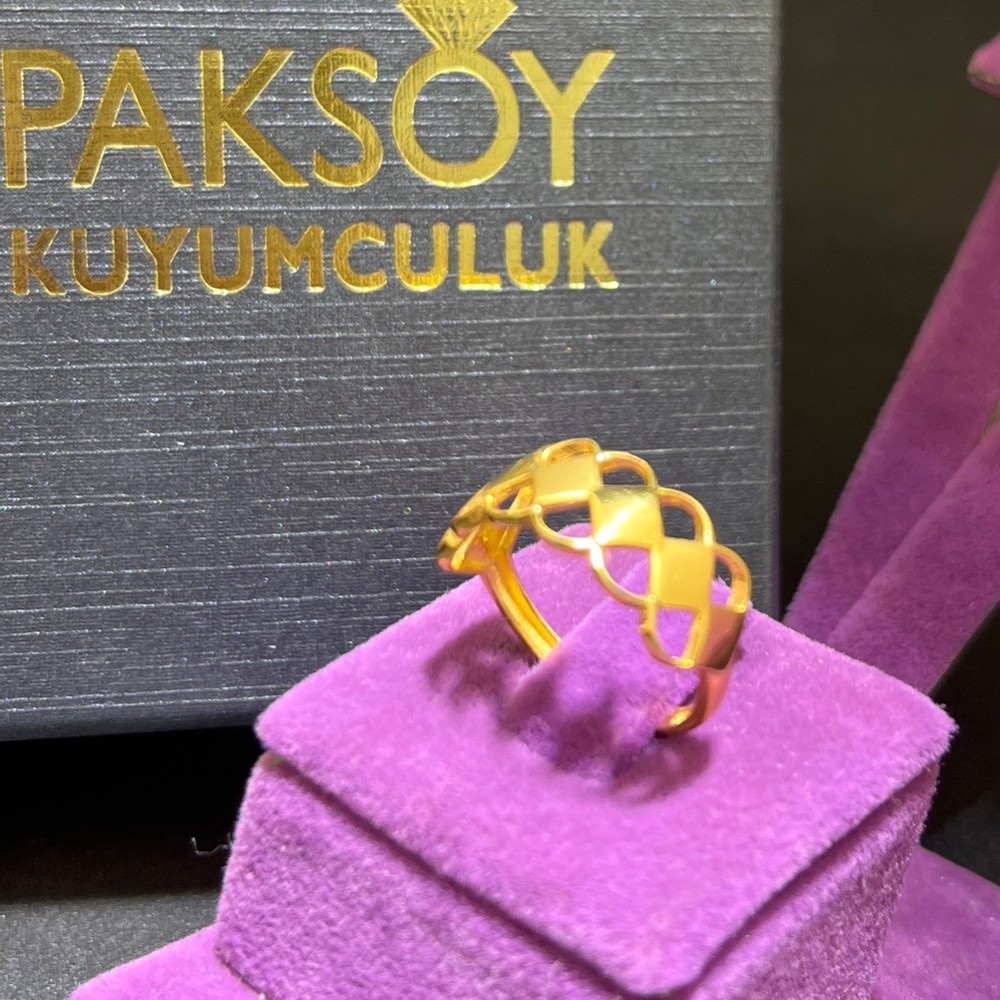 22 Ayar Altın Yüzük Modern İnce Tasarım 2.50gr 16 Numara Paksoy Kadın - Y01074