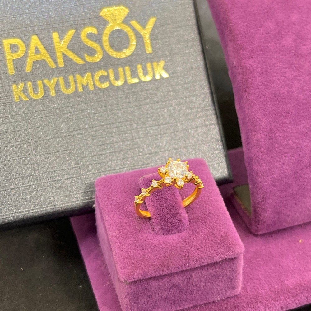 22 Ayar Altın Yüzük Lotus Tektaş Özel Tasarım 2.63gr 11 Kadın Paksoy - T00260