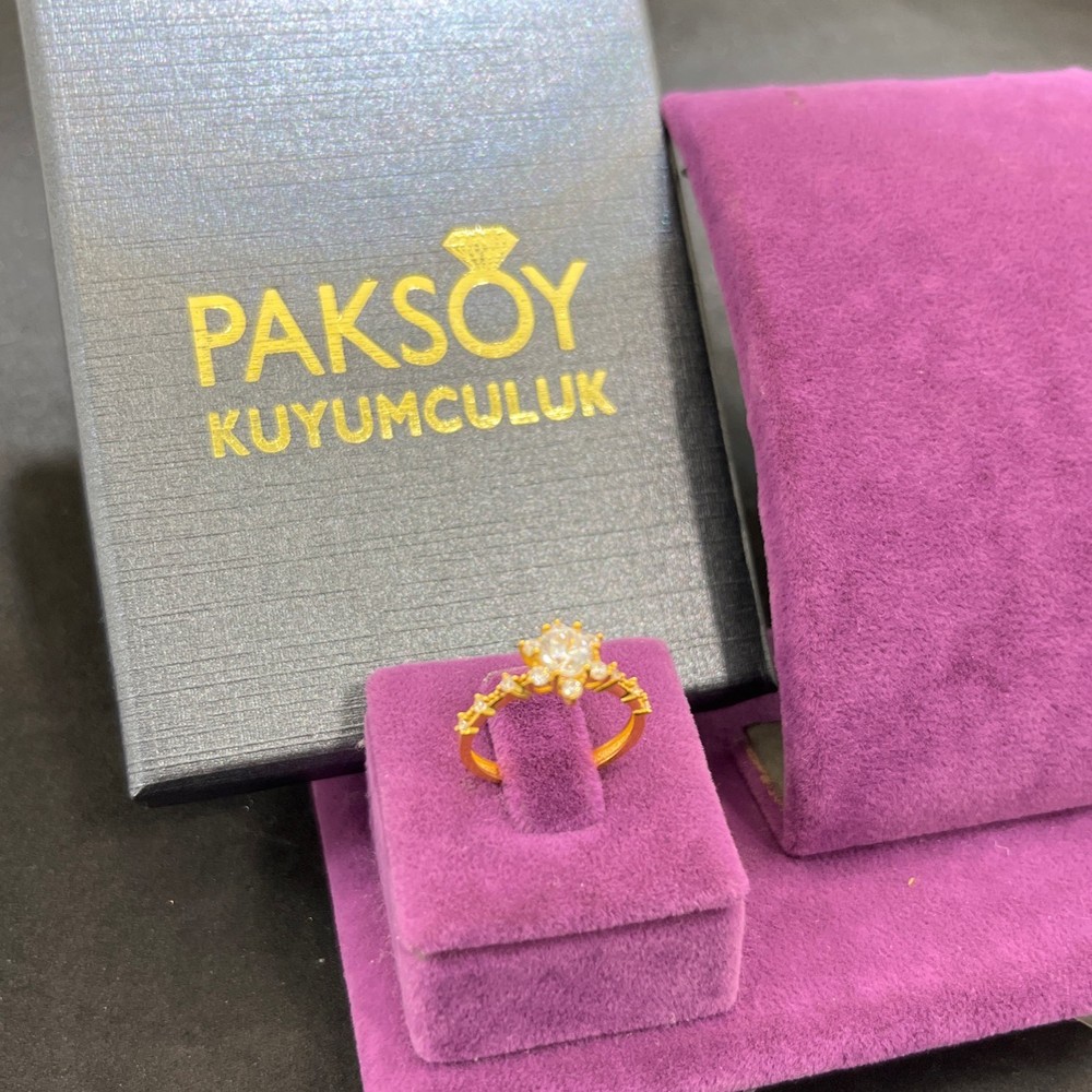 22 Ayar Altın Yüzük Lotus Tektaş Özel Tasarım 2.65gr 11 Numara Kadın Paksoy Kuyumculuk - T00261 - Fotoğraf 1
