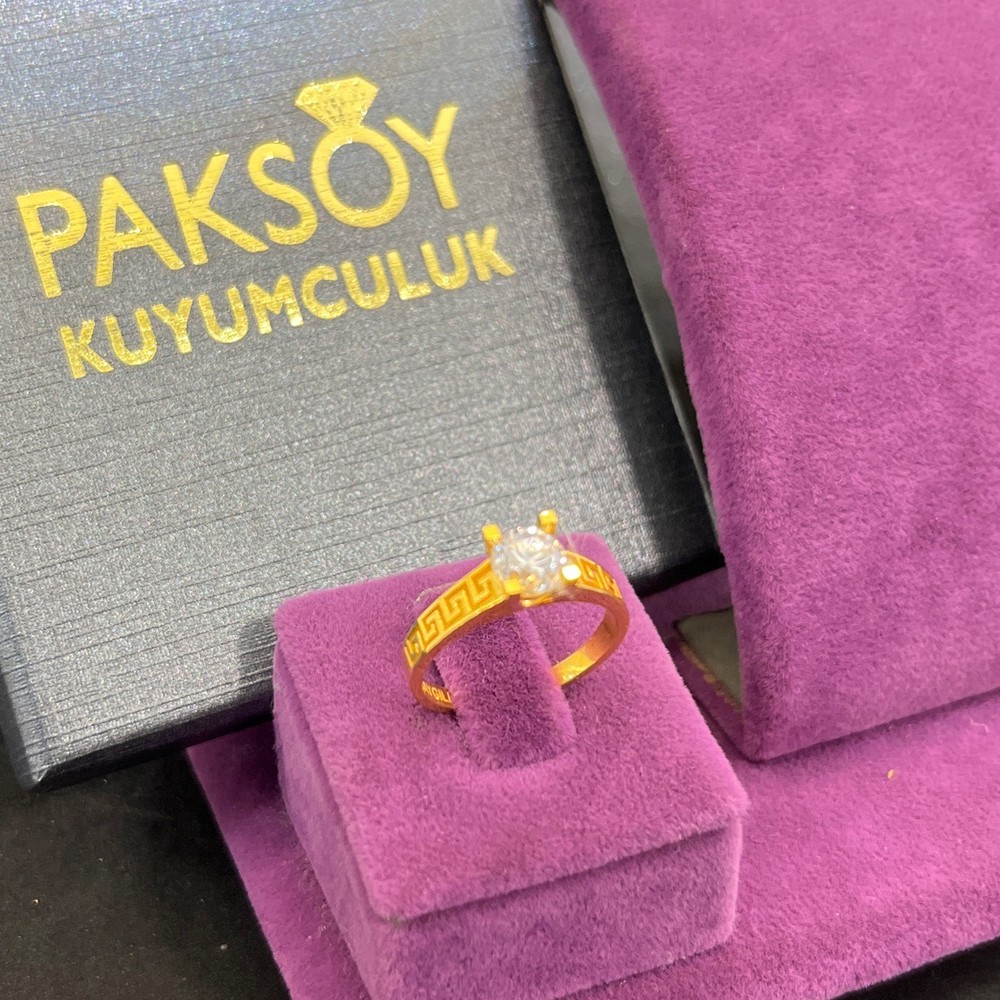 22 Ayar Altın Yüzük Labirent Tektaş Özel Tasarım 3.56gr 14 Numara Kadın Paksoy - T00268