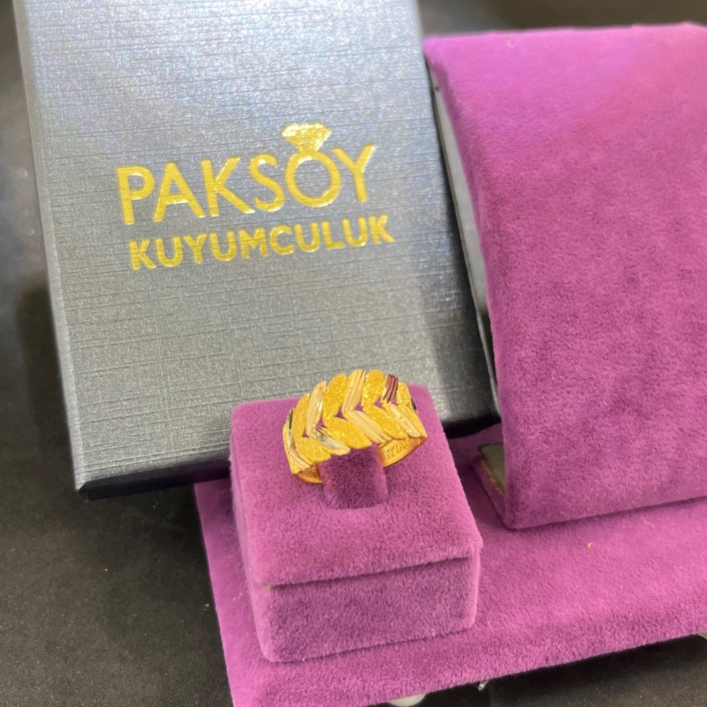 22 Ayar Altın Yüzük Paksoy Başak Serisi Özel Tasarım 3.40gr 19 Kadın Hediye - Y01075
