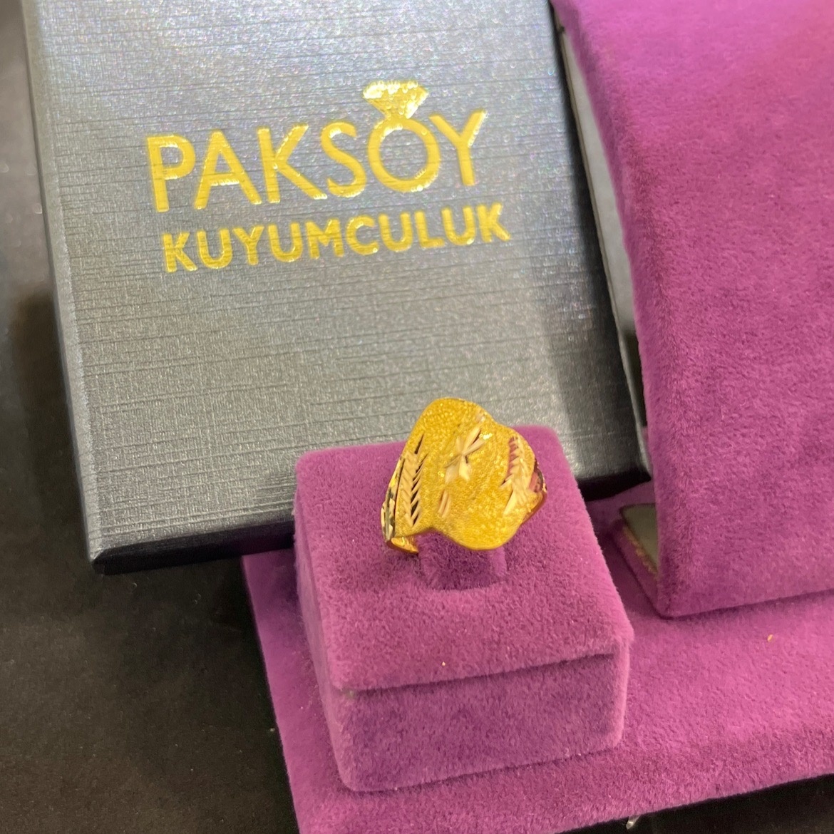 22 Ayar Altın Yüzük Paksoy Klasik Tarz 3.21gr 15 Numara Kadın Hediye - Y01077 - Fotoğraf 1