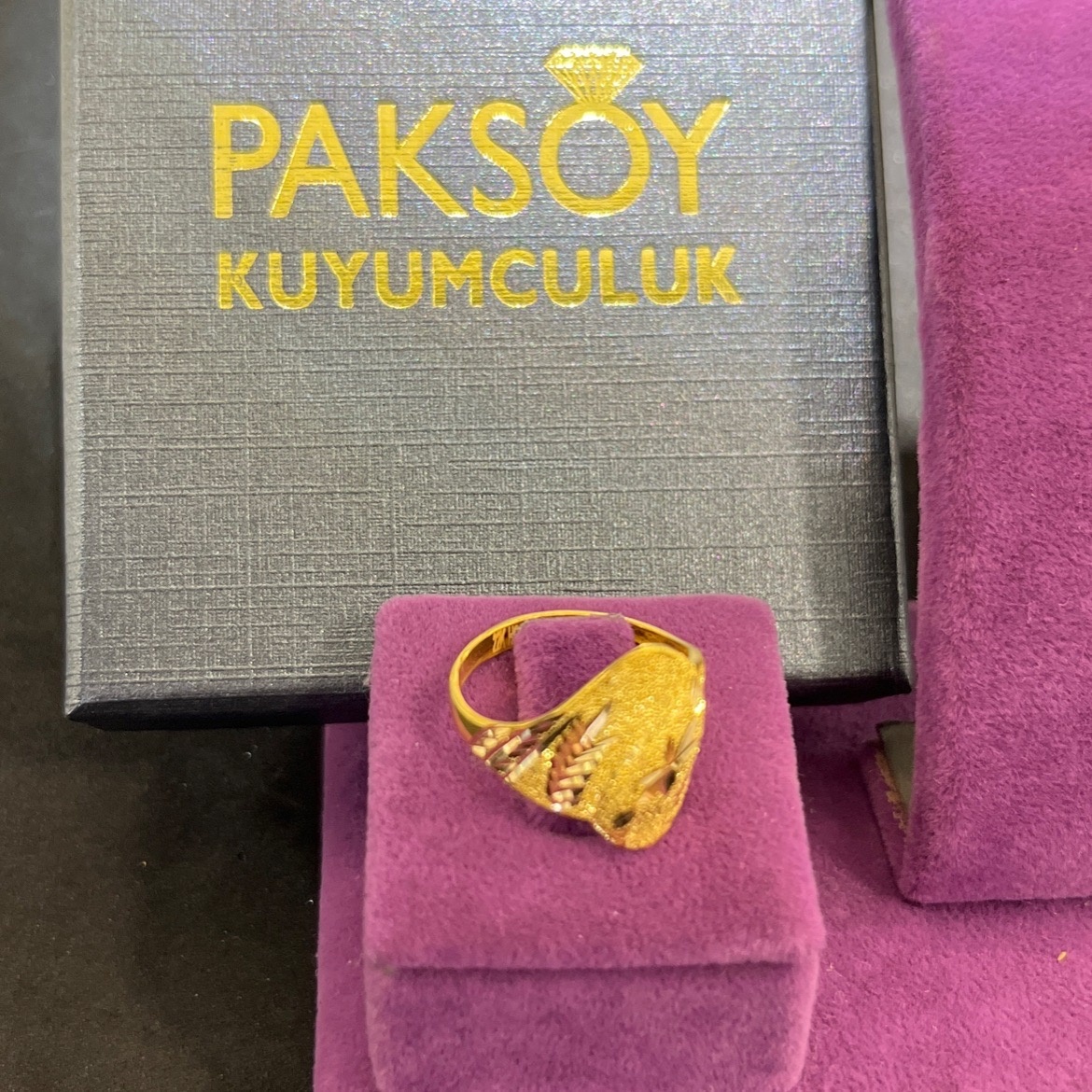 22 Ayar Altın Yüzük Paksoy Klasik Tarz 3.21gr 15 Numara Kadın Hediye - Y01077 - Fotoğraf 3