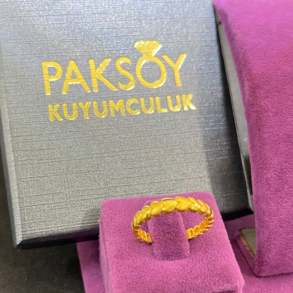 22 Ayar Altın Yüzük Kalpli Trend Özel Tasarım 1.98gr 17 Numara Kadın Hediye Paksoy - Y01080