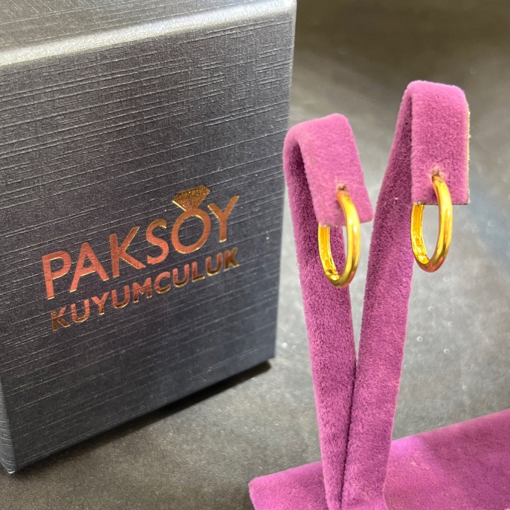 22 Ayar Altın Küpe Paksoy Halka Model 2.55gr Kadın Düğün Hediye - K01023
