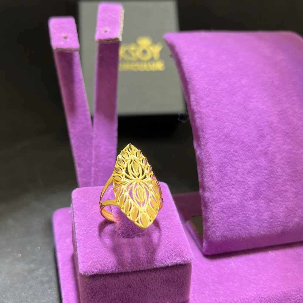 22 Ayar Altın Yüzük Gül Sıralı Model 3.52gr 17 Numara Kadın Paksoy Kuyumculuk - Y01082