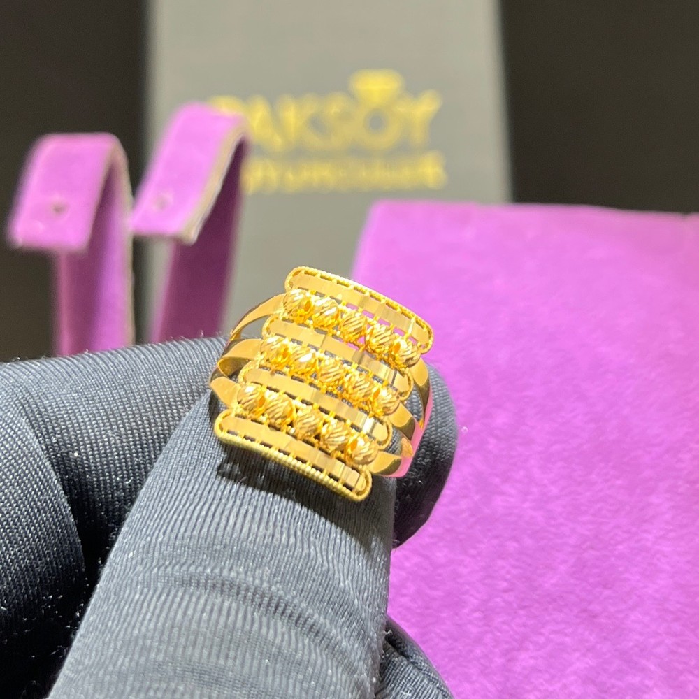 22 Ayar Altın Yüzük Dorika Sıralı Modern Tasarım 4.20gr 17 Kadın Paksoy - Y01083