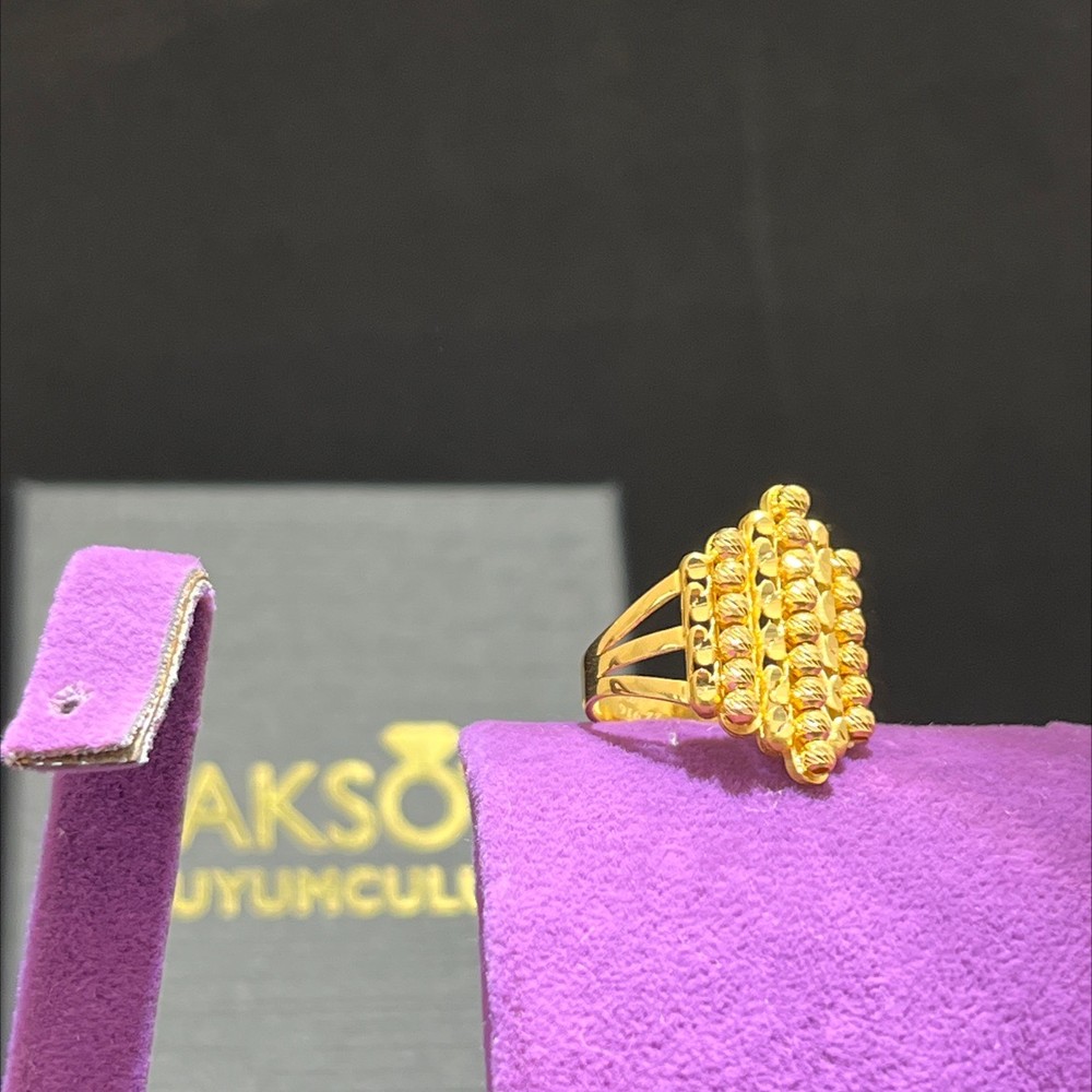 22 Ayar Altın Yüzük Dorikalı Sıralı Model 5.34gr 18 Numara Kadın Hediye - Y01085
