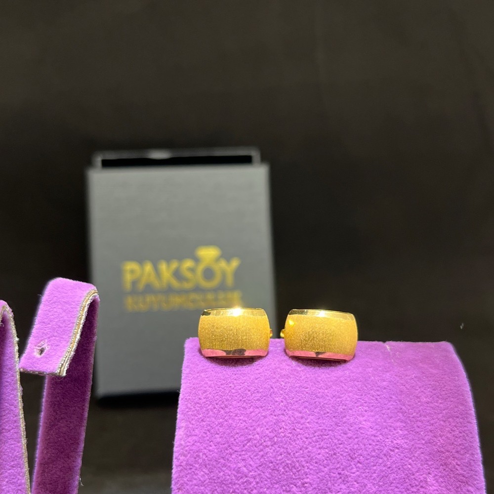 22 Ayar Altın Küpe Desenli Düz J Model 2.93gr Kadın Paksoy Kuyumculuk Hediye - K01024