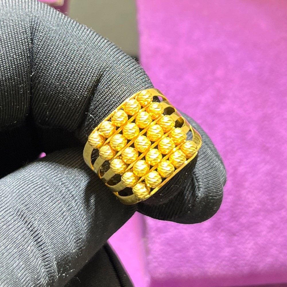 22 Ayar Altın Yüzük Dorikalı Desenli 5.54gr 20 Numara Erkek Özel Tasarım Paksoy - Y01092