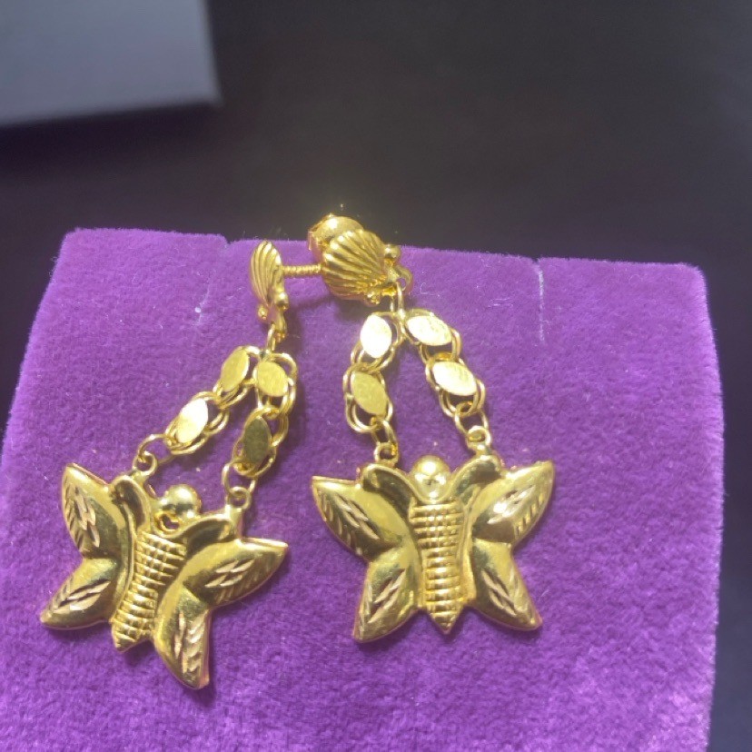 22 Ayar Altın Küpe Kelebekli Özel Tasarım 3.16gr Kadın Hediye Paksoy - K01030