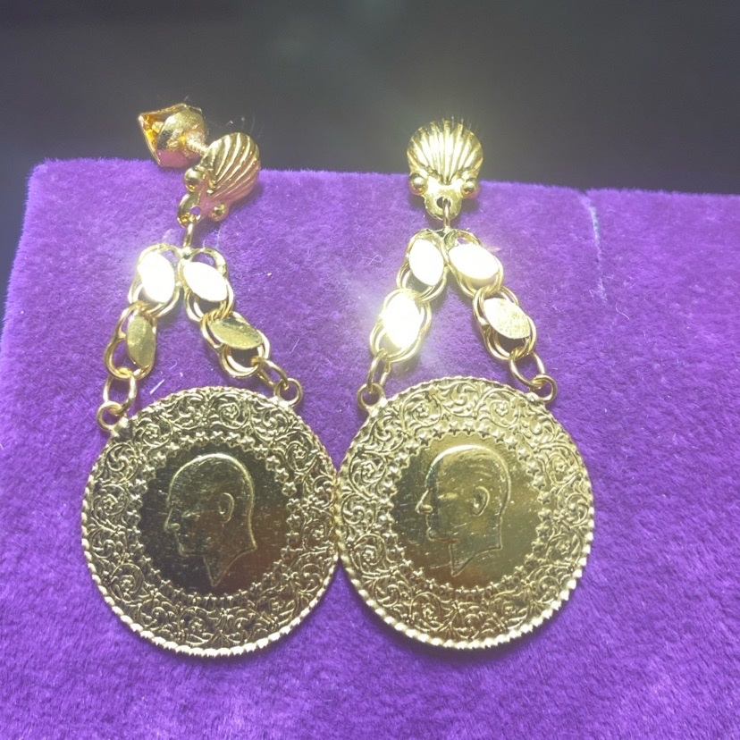 22 Ayar Altın Küpe Çeyrek Zincirli Özel Tasarım 5.66gr Kadın Paksoy - K01031 - Fotoğraf 1