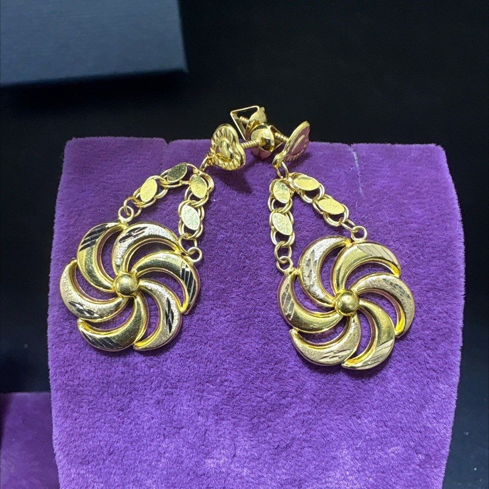 22 Ayar Altın Küpe Rüzgar Gülü Özel Tasarım 3.64gr Kadın Paksoy - K01040