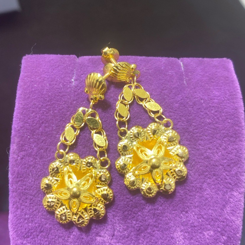 22 Ayar Altın Küpe Gül Modeli Özel Tasarım 4.09gr Kadın Hediye Paksoy Kuyumculuk - K01042