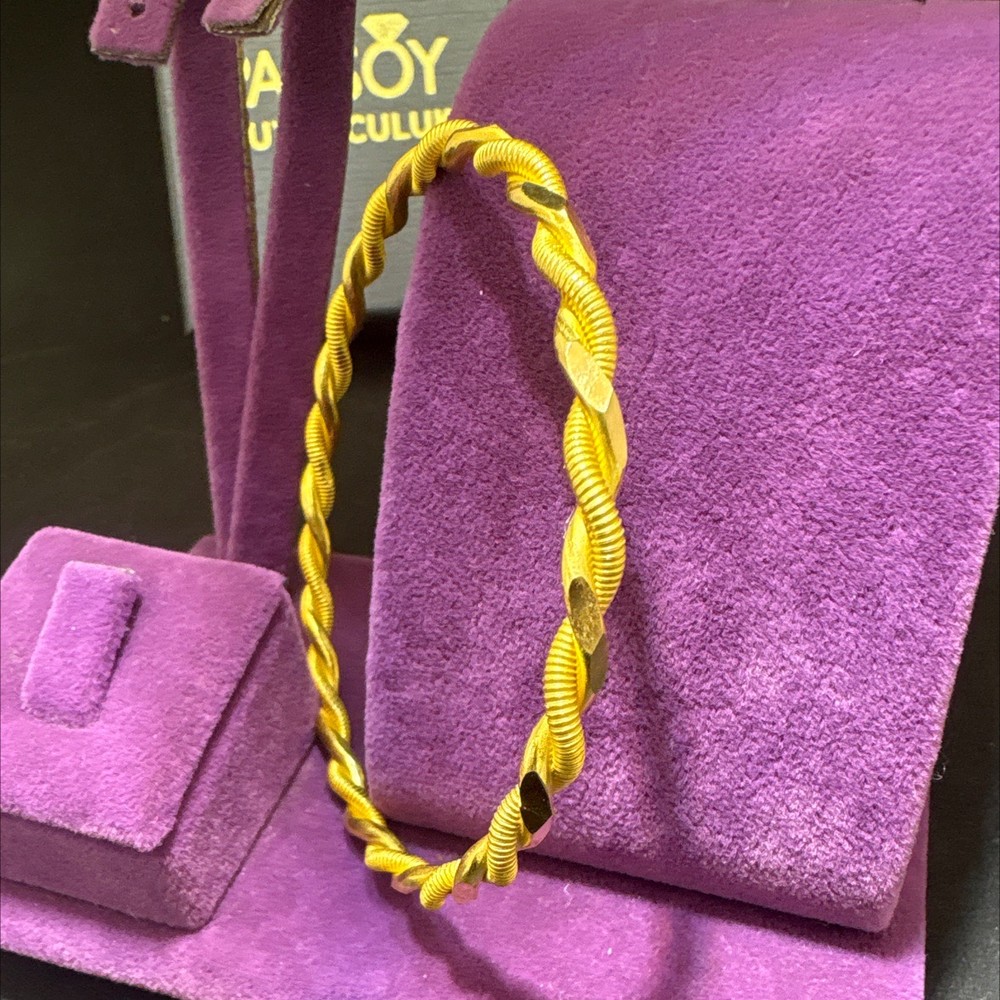 22 Ayar Altın Bilezik Kıvırcık Modern Tasarım 35.26gr Kadın Hediye Paksoy - BZ01365