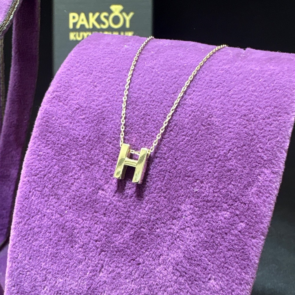 14 Ayar Altın Kolye H Harfi Özel Tasarım 1.53gr Hediye Kadın Paksoy Kuyumculuk - KL00055