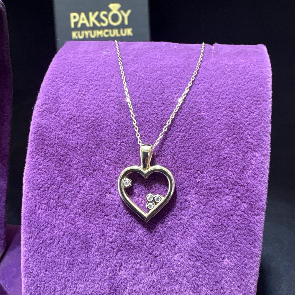 14 Ayar Altın Kolye Kalp Özel Tasarım 2.28gr Kadın Hediye Paksoy - KL00056