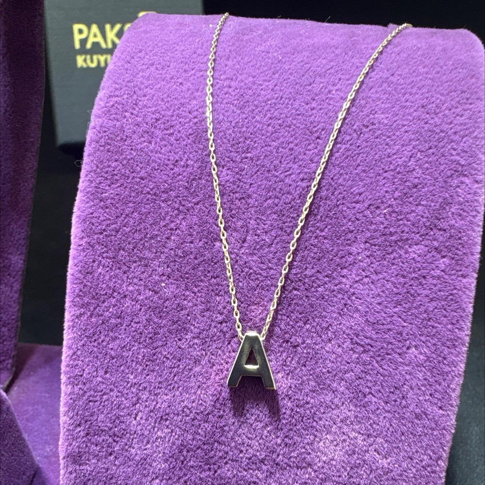 14 Ayar Altın Kolye A Harfi Özel Tasarım 1.26gr Kadın Hediye Paksoy - KL00059