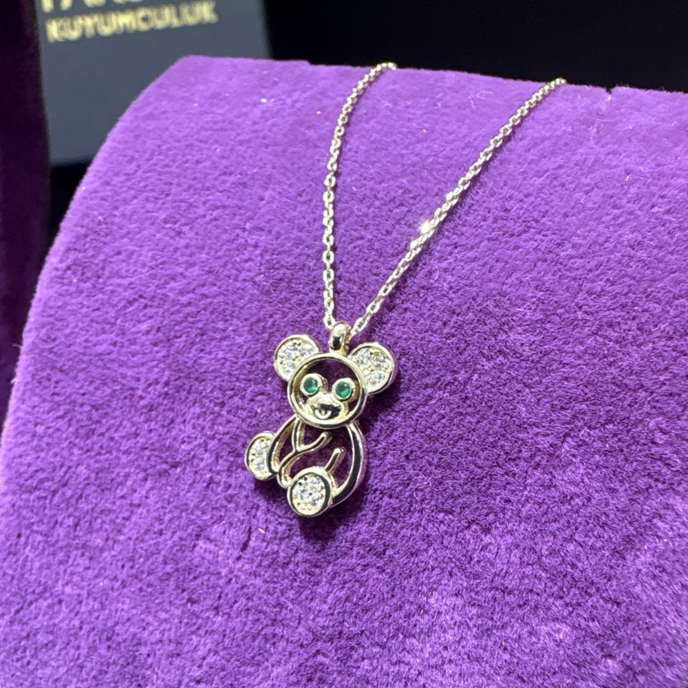 14 Ayar Altın Kolye Ayıcık Özel Tasarım 1.91gr Hediye Kadın Paksoy - KL00063