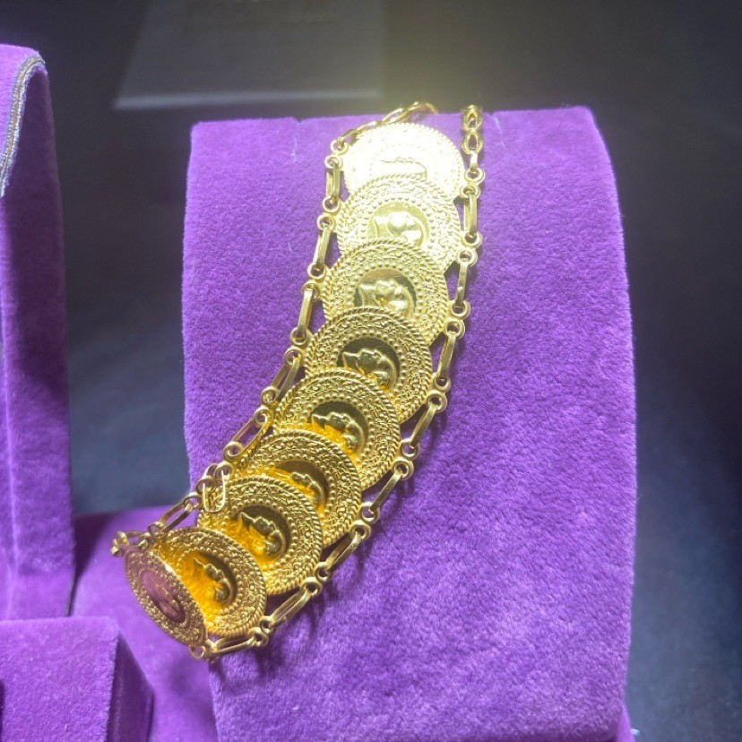 22 Ayar Altın Bileklik Özel Tasarım Baskı Çeyrekli 11.11gr Kadın Paksoy Kuyumculuk - B01054