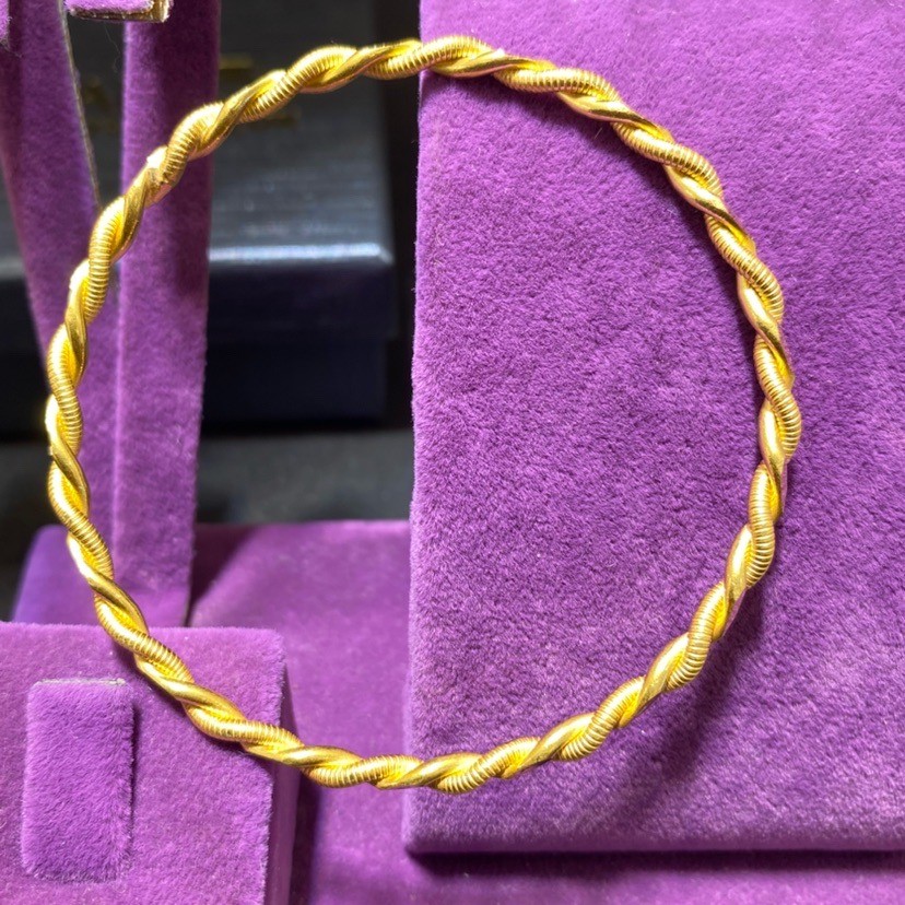 22 Ayar Altın Bilezik Kıvırcık Özel Tasarım 20.06gr Paksoy Kadın Hediye - BZ01371