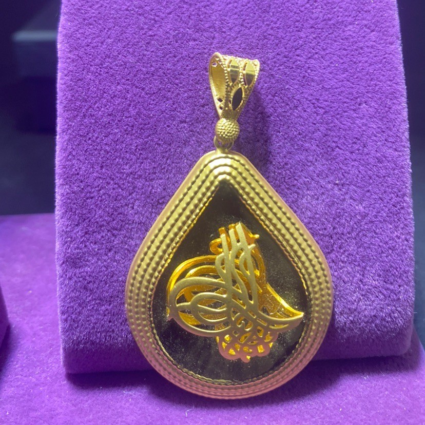 22 Ayar Altın Kolye Ucu Osmanlı Tuğralı Özel Tasarım 6.15gr Hediye Paksoy - C00309