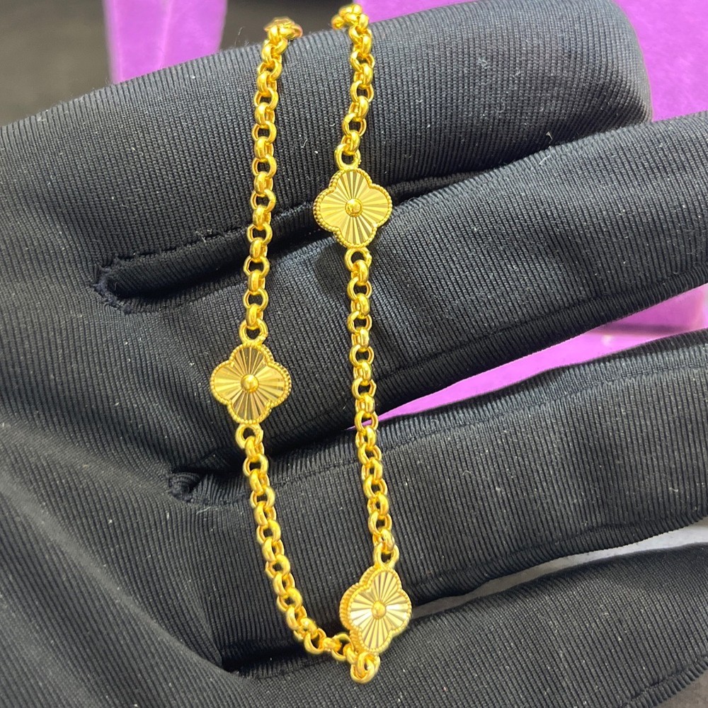 22 Ayar Altın Bileklik Paksoy Kuyumculuk Yonca Sıralı Özel Tasarım 5.45gr Kadın Hediye - B01067