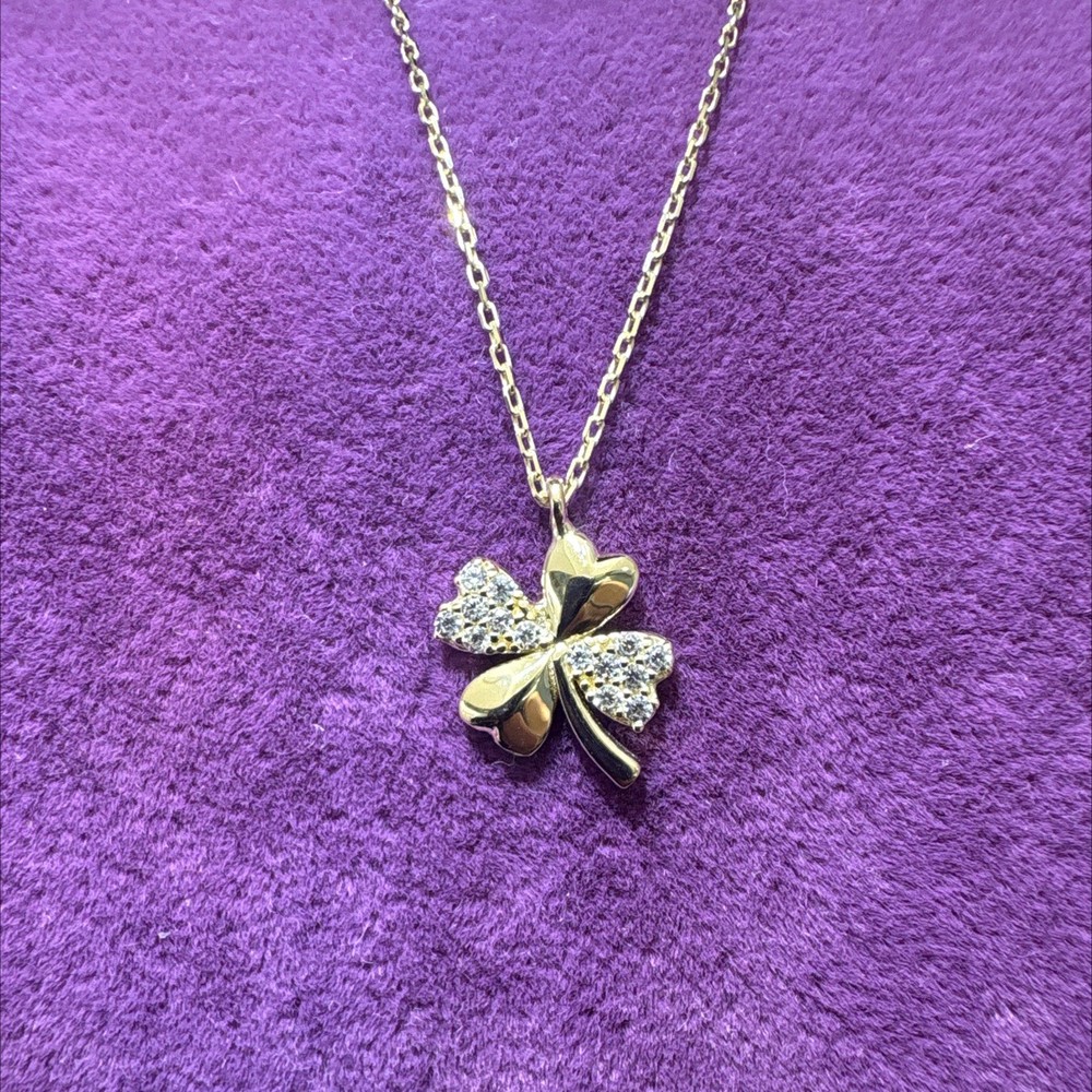 14 Ayar Altın Kolye Yonca Taşlı 1.55gr 45 CM - Z00078