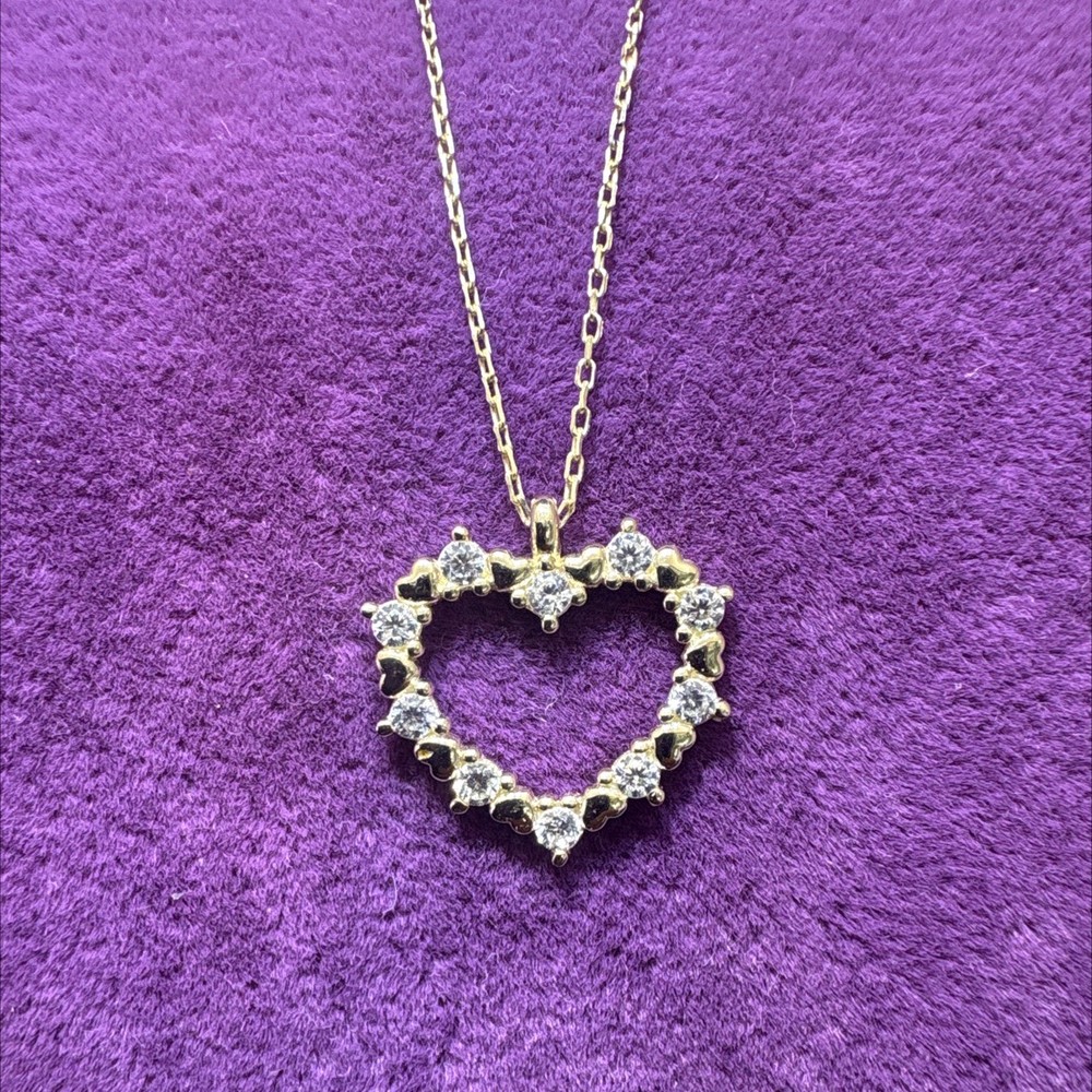 14 Ayar Altın Kolye Kalp Taşlı 1.84gr 45 CM - Z00080