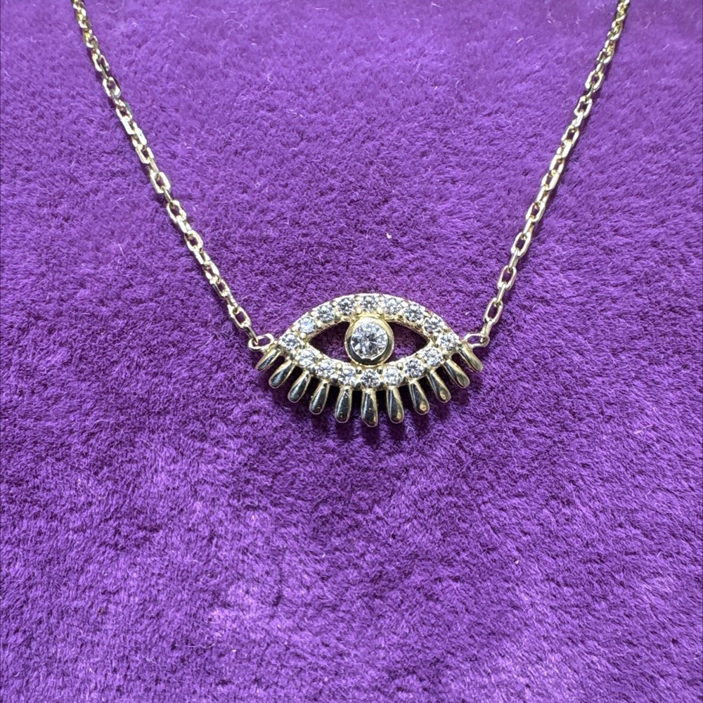 14 Ayar Altın Bileklik Göz Taşlı 1.30gr 18 CM - F00053