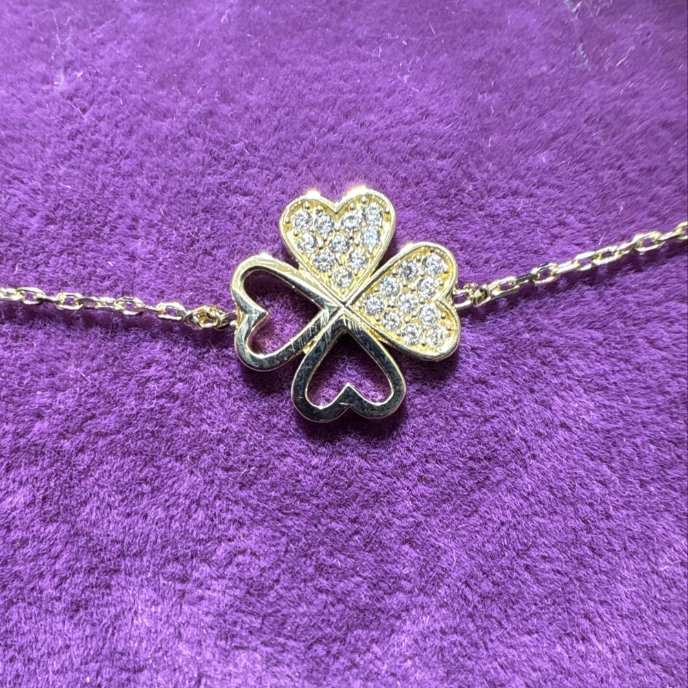 14 Ayar Altın Bileklik Yonca Taşlı 1.61gr 18 CM - F00054