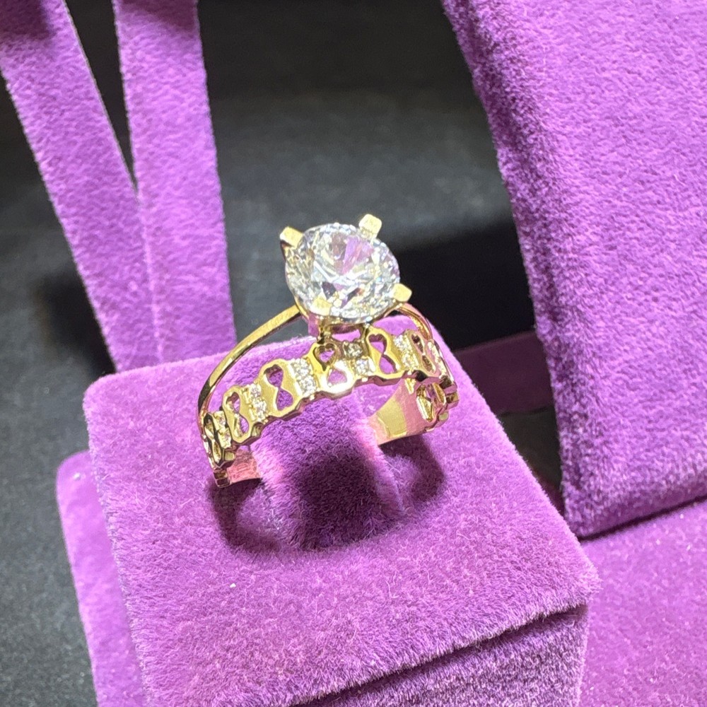 14 Ayar Altın Yüzük tek taş 2.42gr 12 Numara - Y01111