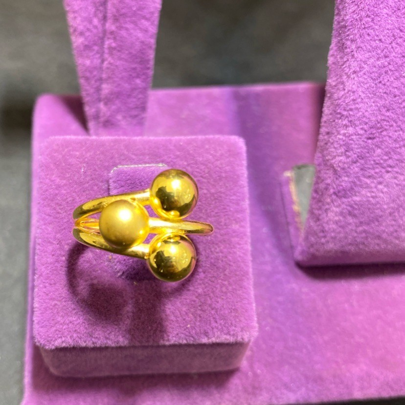 22 Ayar Altın Yüzük 3 top dorika 2.85gr 16 Numara - Y01145