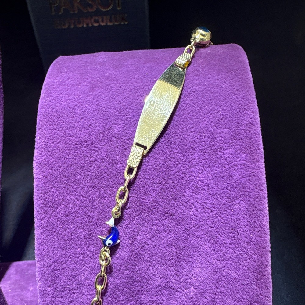 14 Ayar Altın Bileklik nazar boncuklu 2.75gr 15 CM - F00059