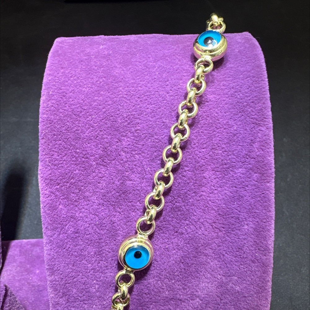 14 Ayar Altın Bileklik mavi boncuklu 5.73gr 20 CM - F00064