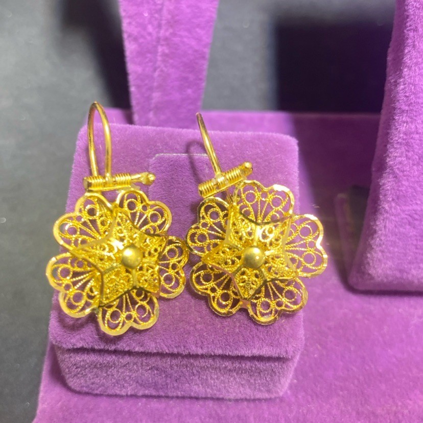 22 Ayar Altın Küpe Gül 4.88gr - K01072