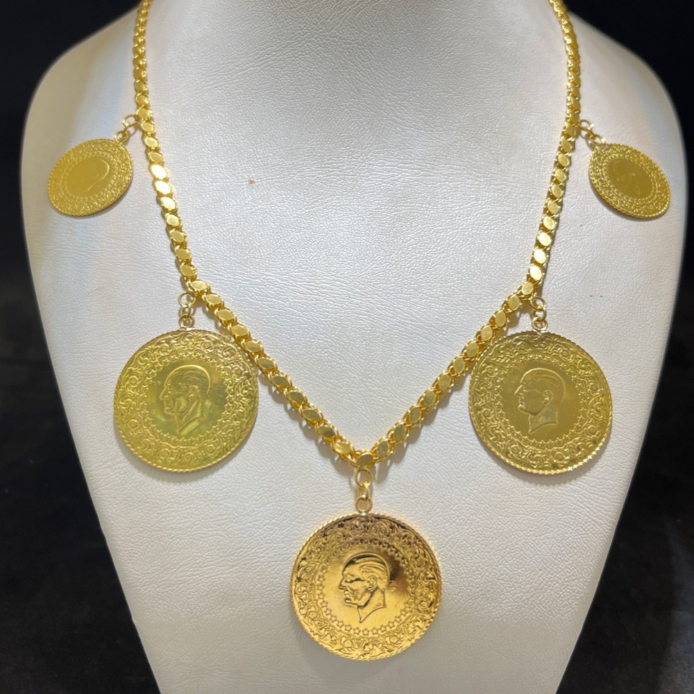 22 Ayar Altın Kolye Sıralı Pullu 41.39gr - Z00098