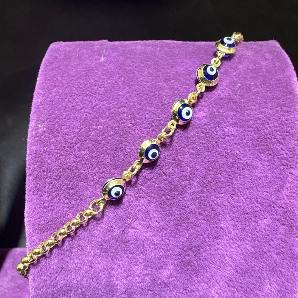14 Ayar Altın Bileklik nazar boncuklu 1.78gr 15 CM - F00071