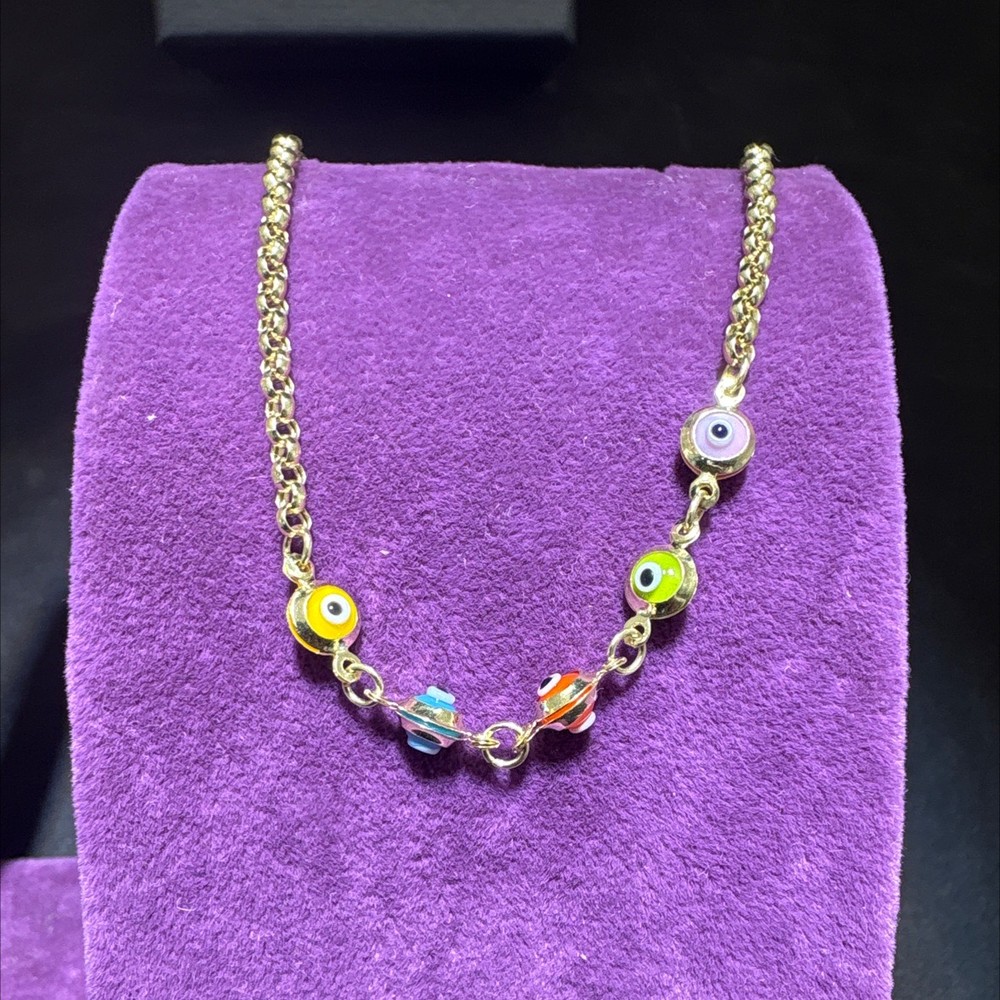 14 Ayar Altın Bileklik nazar boncuklu 1.80gr 15 CM - F00072