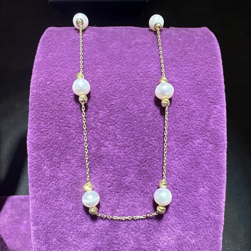 14 Ayar Altın Kolye inci kolye 4.02gr 45 CM - Z00100