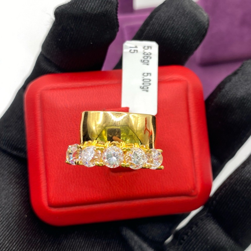 22 Ayar Altın Yüzük beş taş 5.36gr 15 - Y01160 - Fotoğraf 2